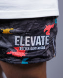 GRAY CAMO “COLORFUL SPLATTER” 5” SHORTS