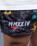 GRAY CAMO “COLORFUL SPLATTER” 5” SHORTS