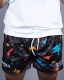 GRAY CAMO “COLORFUL SPLATTER” 5” SHORTS